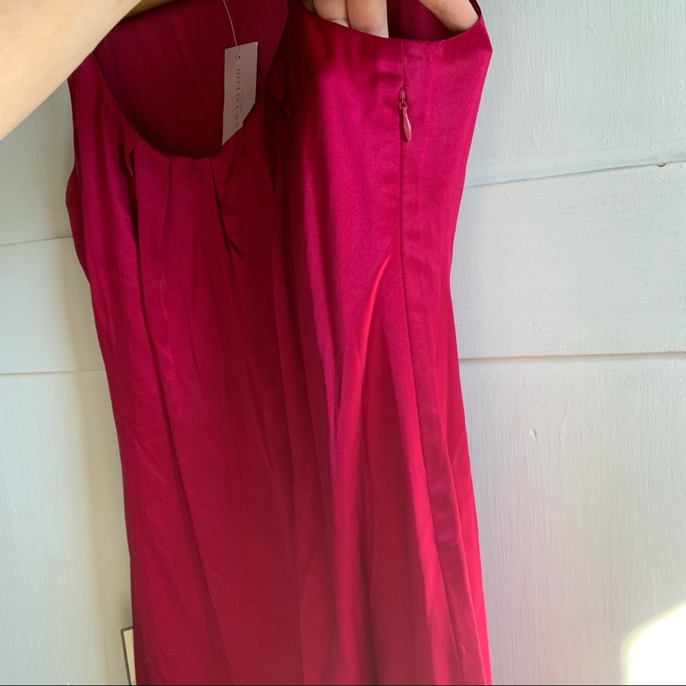 Ann Taylor Fuschia Silk Midi Scoop Neck Sleeveless Dress - Picture 7 of 9